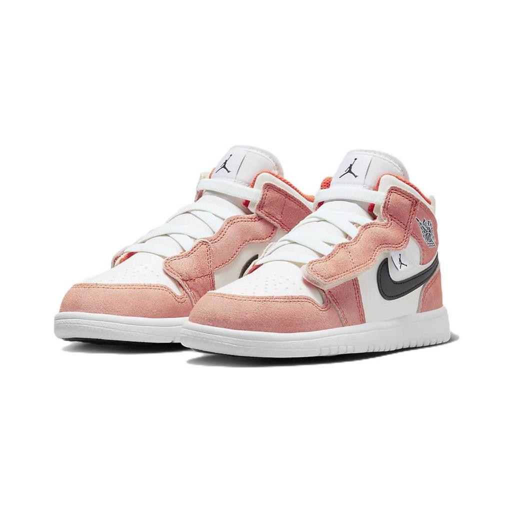 Air Jordan 1 Mid ALT SE PS Оранжевые замшевые детские кроссовки Team-Orange Sail White DZ4470-800