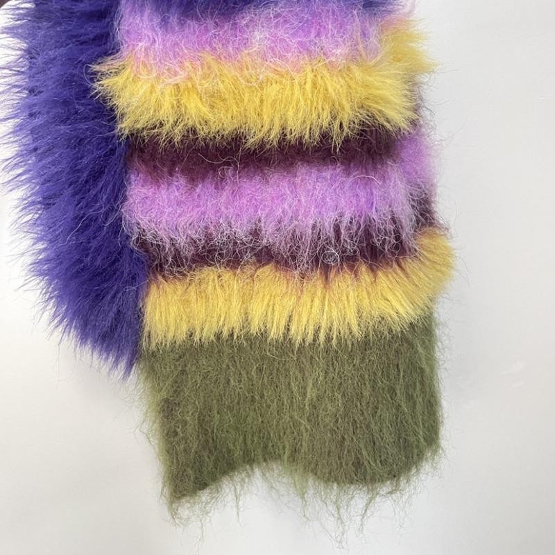 Радужная плетеная мохеровая балаклава, шарф, интегрированная осенне-зимняя теплая защита ушей, длинные пушистые шапки для мужчин и женщин