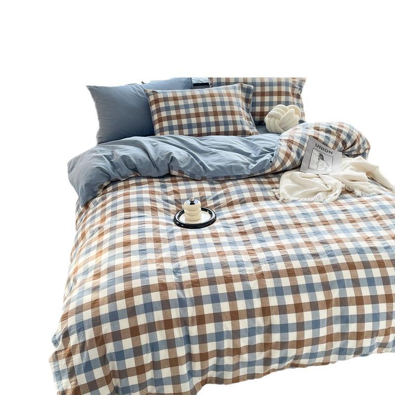 Серия AB Cotton: Комплект постельного белья из чистого хлопка для общежития - односпальный, из четырех частей с простынями