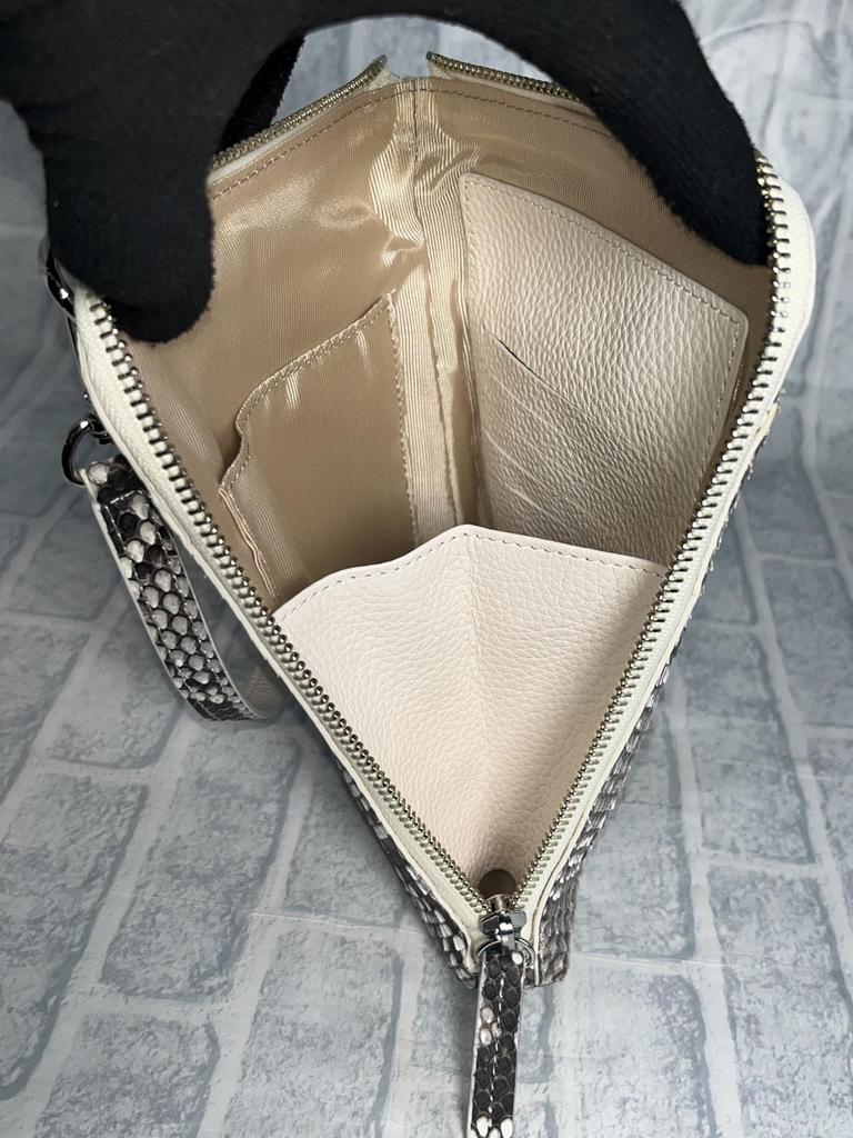 Smartphone Pochette 3WAY Python Genuine Leather Shoulder Bag with Coin Case for Women and Men Black Snakeskin Snakeskin Smartphone Pochette Pochette