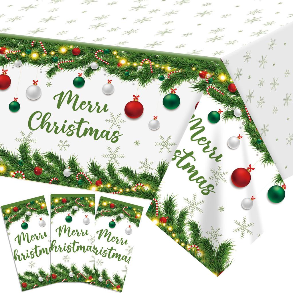 Рождественская тема, Одноразовая ПЭ скатерть, Рождественская утолщенная и прочная, Подходит для рождественской вечеринки/пикника/дома