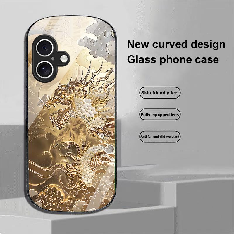 Золотой Феникс Для Apple IPhone 16 11 13 15 14 Pro Max 12 Mini 7 8 Plus XR X XS Чехол для телефона из закаленного стекла эллиптической формы