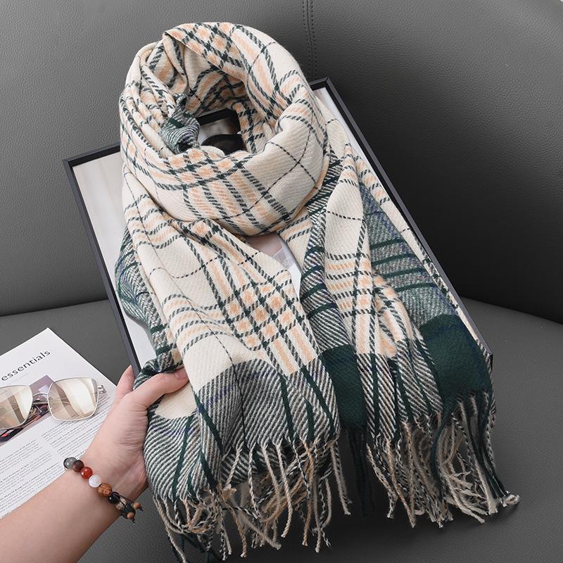 Осенне-зимний студенческий модный полосатый клетчатый шарф с бахромой для японских и корейских женщин