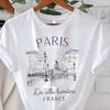 Футболка Paris Women Print T Shirt Girl Short Sleeve A-Line Casual Top for Summer & Spring, женская одежда