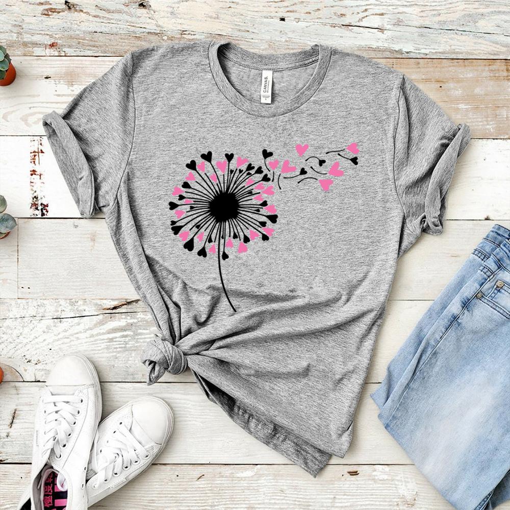 Dandelion Heart Shirt Valentine Tee Wildflower Dandelion TShirt Valentine Flower Shirts Cute Lovers Tshirt Gift for Valentines