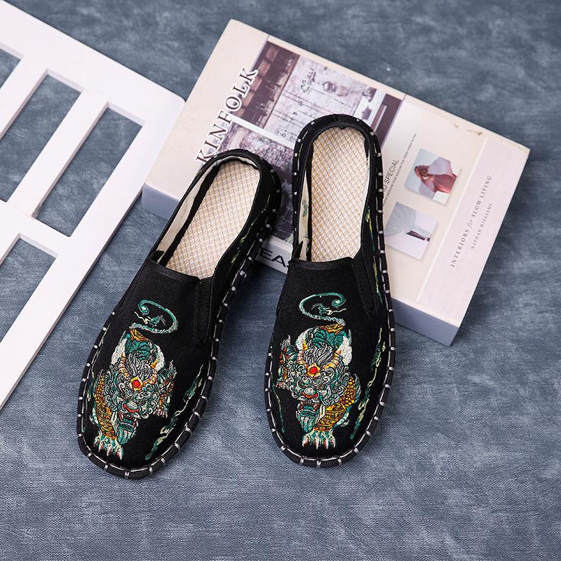 Embroidery Old Beijing Cloth Shoes Men'S Casual Canvas Shoes Men'S And Women'S Trends Korean Version Season Breathable Social Beans