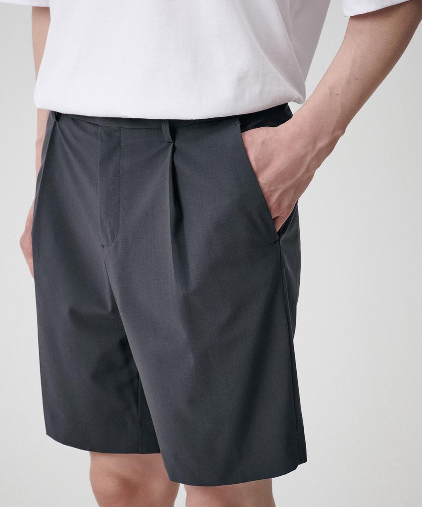 MUSINSA STANDARD [Cooltandard] Hidden Banding Half Slacks [Gray]