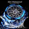 Forsining Men's Automatic Skeleton Watch Hollow Mechanical Luxury Blue Black Stainless Steel Waterproof Modern Wristwatch