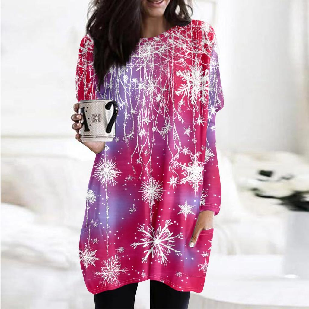 Женская толстовка с круглым вырезом и принтом, платье-рубашка с длинными рукавами и принтом, пуловер свободного покроя, свободный крой, топы с карманами