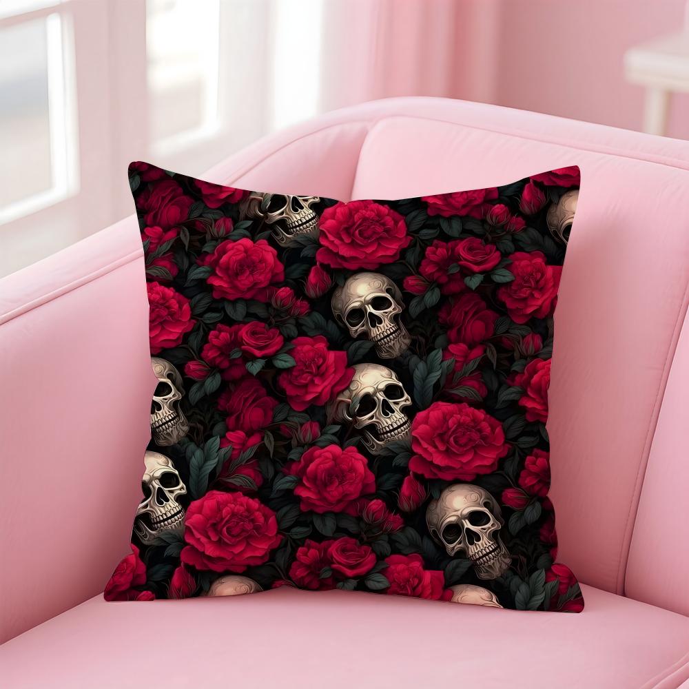 Gothic Skull Gothic Creepy Bloodcurdling Cushion Cover Pillow Case Soft Skin Friendly Fabric Concealed Zipper