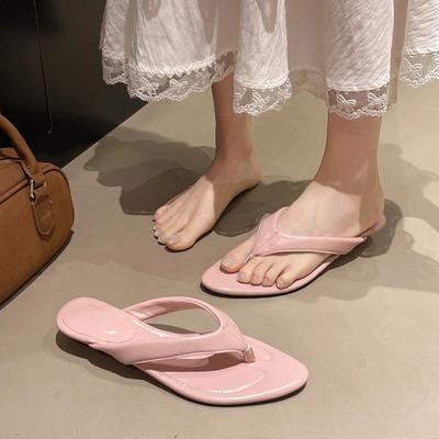 Женские шлепанцы с перемычкой между пальцами, сандалии на танкетке, каблуки, тапочки с острым носком, новые дизайнерские слайды для платья 2025