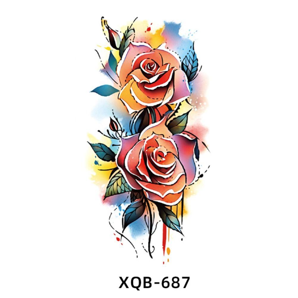 Цветная цветочная татуировка на руку, женская цветочная татуировка на груди, новая временная татуировка
