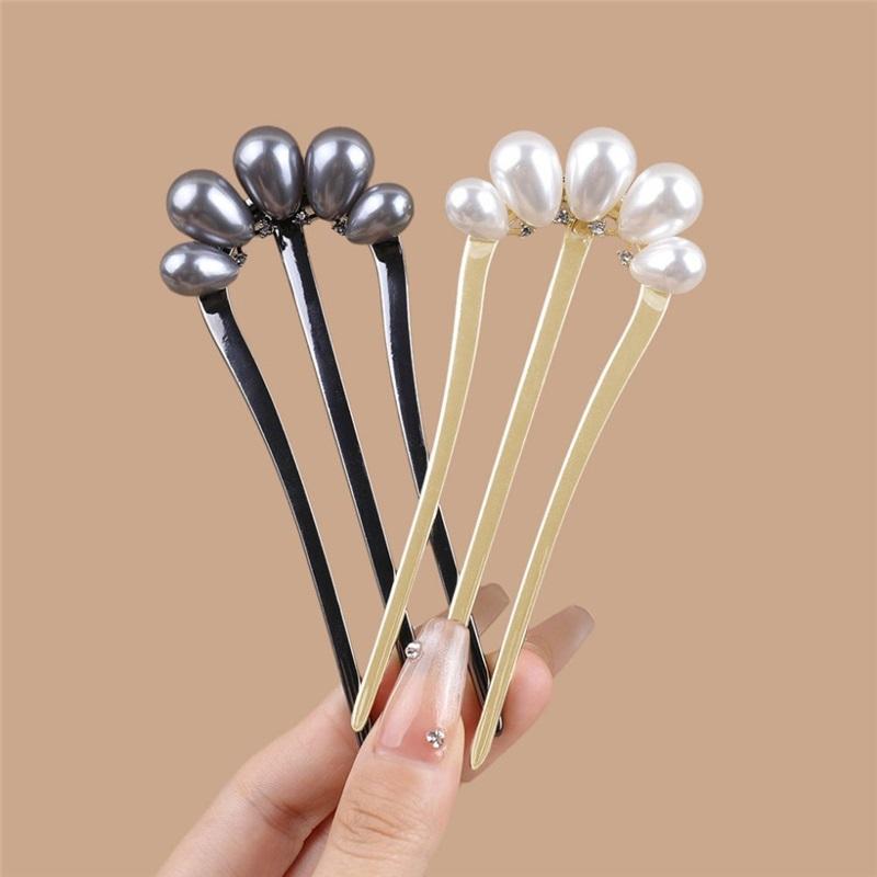 Chinese Style Beaded Three Teeth Hair Comb Elegant Retro Hairpin Daily Hanfu Cheongsam Hair Accessories