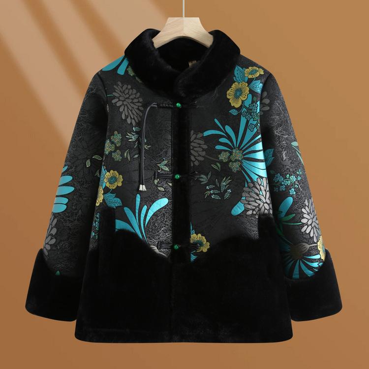 Пожилые и пожилые люди Плюс бархатное утолщенное зимнее меховое пальто Мамы носят Зимнее теплое хлопковое пальто Бабушка Имитация норкового меха Топ