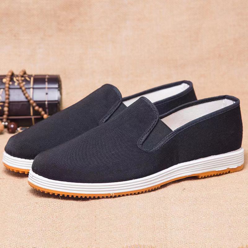 Мужские весенние дышащие уличные туфли Old Beijing Black из ткани, повседневные осенние рабочие туфли с мягкой подошвой, слипоны 39-45