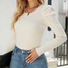 IHUASU Женский свитер с длинными рукавами и О-образным вырезом, свободный, с плиссировкой, в стиле пэчворк, осенне-зимний