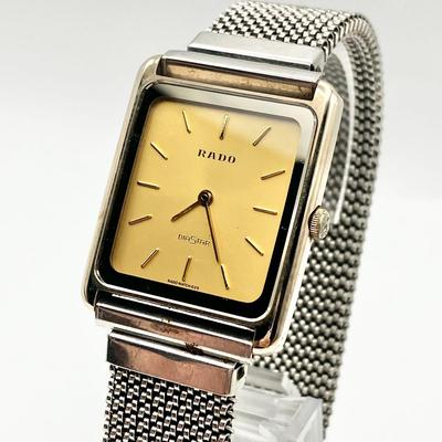 Б/у Рабочее item Часы Rado Diastar Мужские Золотой циферблат Квадратные Новая батарейка RADO DIASTAR Серебристый QZ