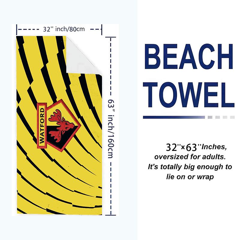 Watford Print Beach Towel, Large Soft Quick Dry Towel for Beach Camping Swimming