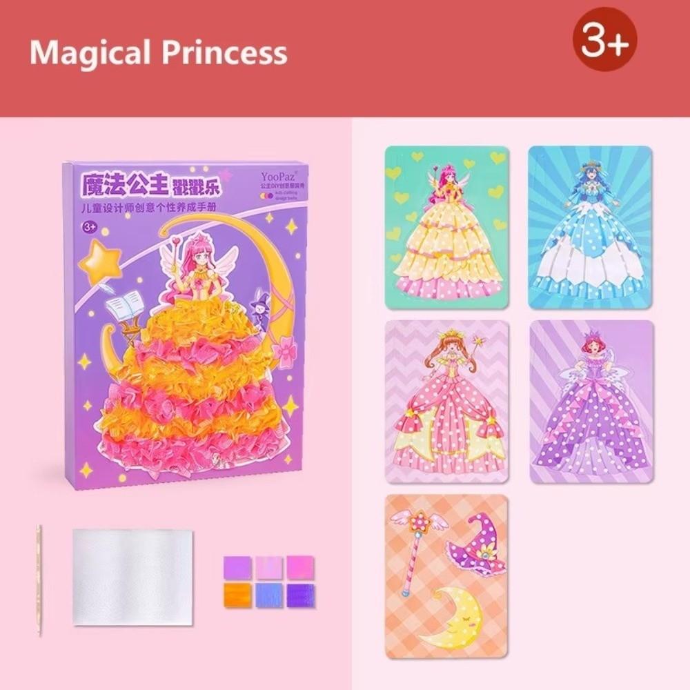 Handmade Princess Theme Poke Art Creative Dress Up Sticker Book Fabric Art Craze Poke Art For Girl