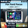 Автомагнитола Android 14 Carplay для Ford Focus Exi MT AT 2004-2011 Мультимедийный видеоплеер Навигация GPS Стерео 2Din DVD Головное устройство