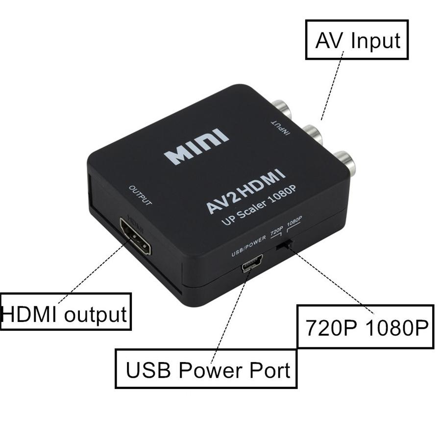 1080P RCA Composite CVBS AV To HDMI Video Audio Converter Box AV2HDMI Adapter