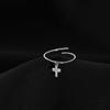 Micro-Set Sparkling Diamond Cross Ring, Women'S Personality Simple Line Design Sense Open Index Finger Ring