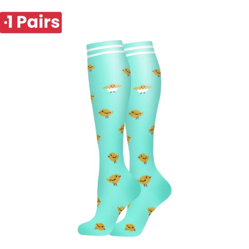 1 Pair Cute Cat Compression Socks Knee High 20-30 Mmhg Fit Medical Edema Diabetes Varicose Veins Running Sports Socks