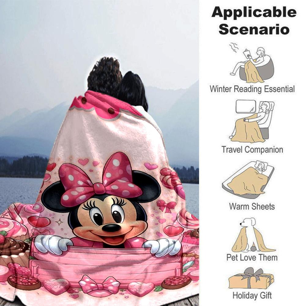1pc Minnie Mouse Sweet blanket Lightweight Flannel Throw for Sofa Bed Travel Camping Livingroom Office Couch Chair