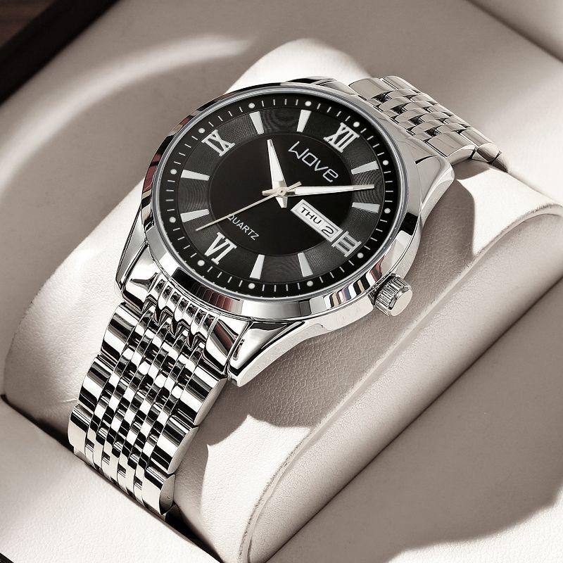 UTHAI Men's Watch High End Calendar Luminous Steel Wristband Fashion Trend Classic Business Quartz Watch Clock Gift