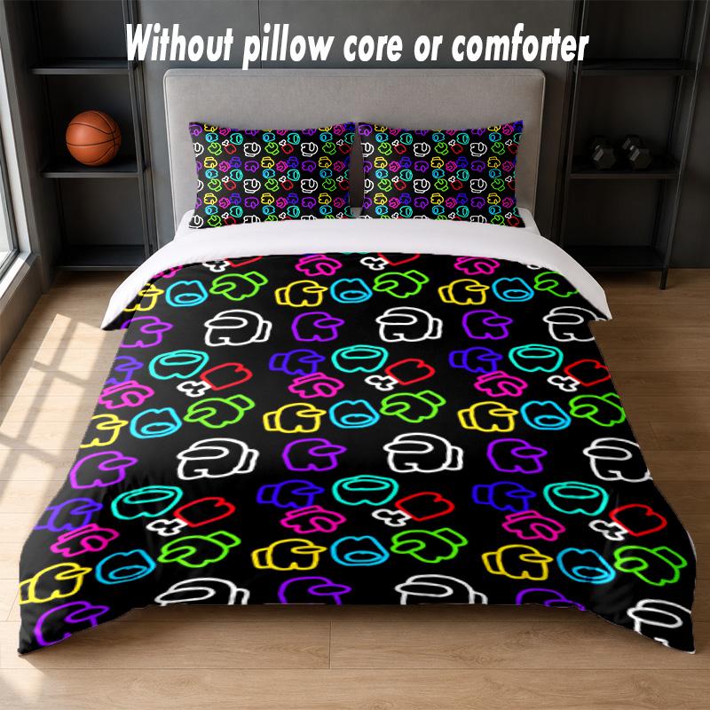 Among Us Design Bed Bedding Set 1 Duvet Cover + 2 Pillowcases Soft Breathable Household Bed Linens