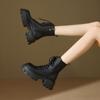 British Style Autumn Platform Shoes for Women Fashion Lace Up Round Toe Ankle Boots for Women Chunky Heel Ladies Short Boots