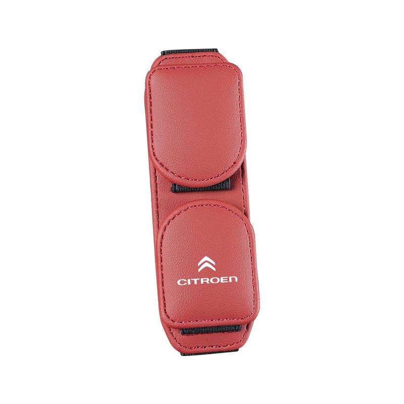 Leather Car Sun Visor Glasses Clip Eyeglass Holder Sunglasses For Citroen C5X e-C4 X e-C3 C4 C3 C5 Berlingo C-Elysee C-Crosser akr256