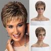 Synthetic Wigs for Women Short Hair Mix Blonde Wig with Bangs Natural Hairstyle Mommy Wig Daily Wear Hair Replacement Wigs
