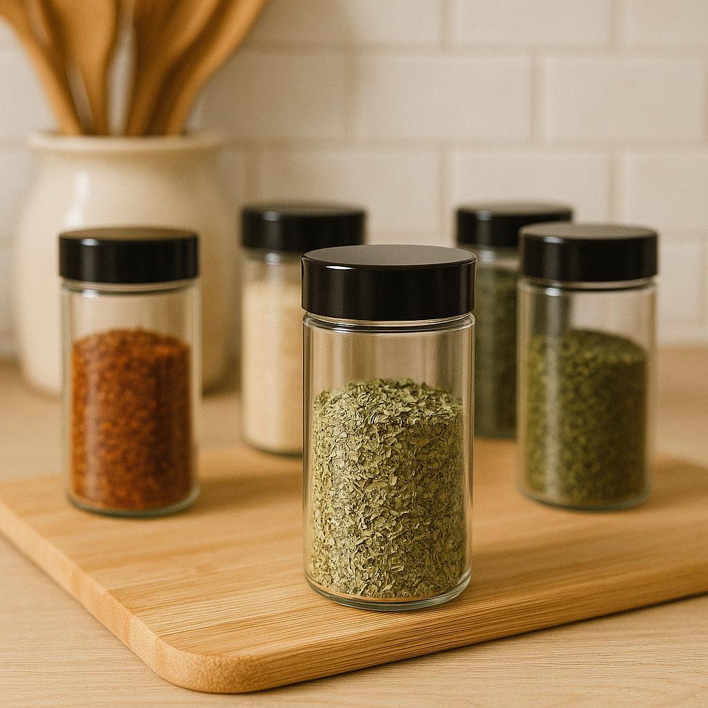 Black Rotating Spice Rack 20 Jars Kitchen Set