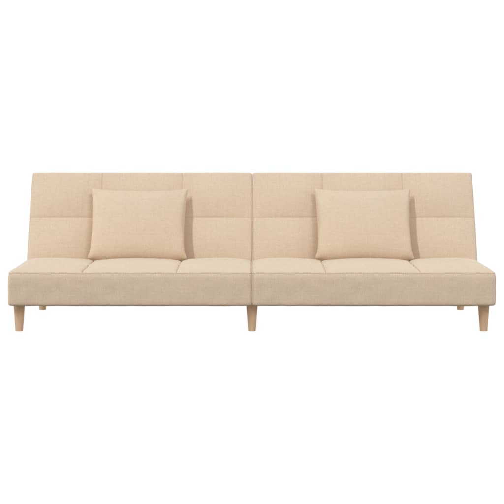 2 Seater Sofa Bed with 2 Cushions Cream Fabric