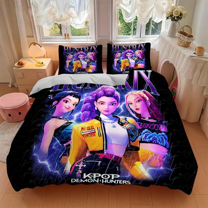 Huntrax Kpop Demon Hunters Print 3Pcs Bedding Setduvet Cover With 2 Bedropillowcase Home Birthday Gift