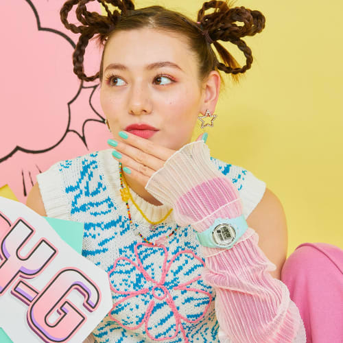 Casio Женские часы Baby G 039 Светло-мятные BG169R-3 46мм Полимер