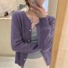 Solid Color Knitted Women Cardigan Korean Single Breasted Long Sleeve Jumper Woman Round Neck All Match Cardigans Outwear