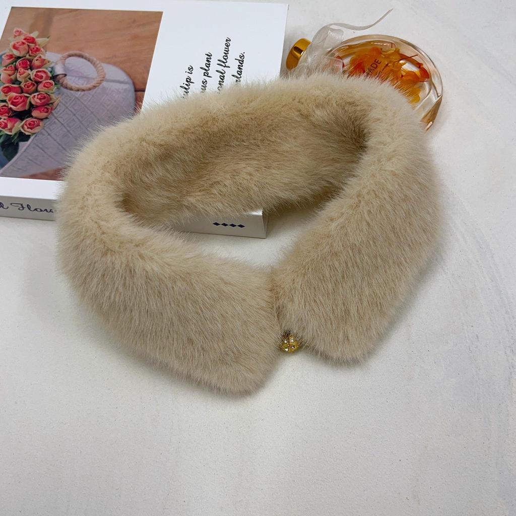 Double-Sided Faux Mink Fur Snood: Warm Plush Magnetic Buckle Scarf & Neck Protector for Women