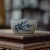 Hand-Painted Blue & White Coarse Pottery Teacup Set - Ceramic Gongfu Tea Cup, Small Cup for Pu'er Tea Ceremony