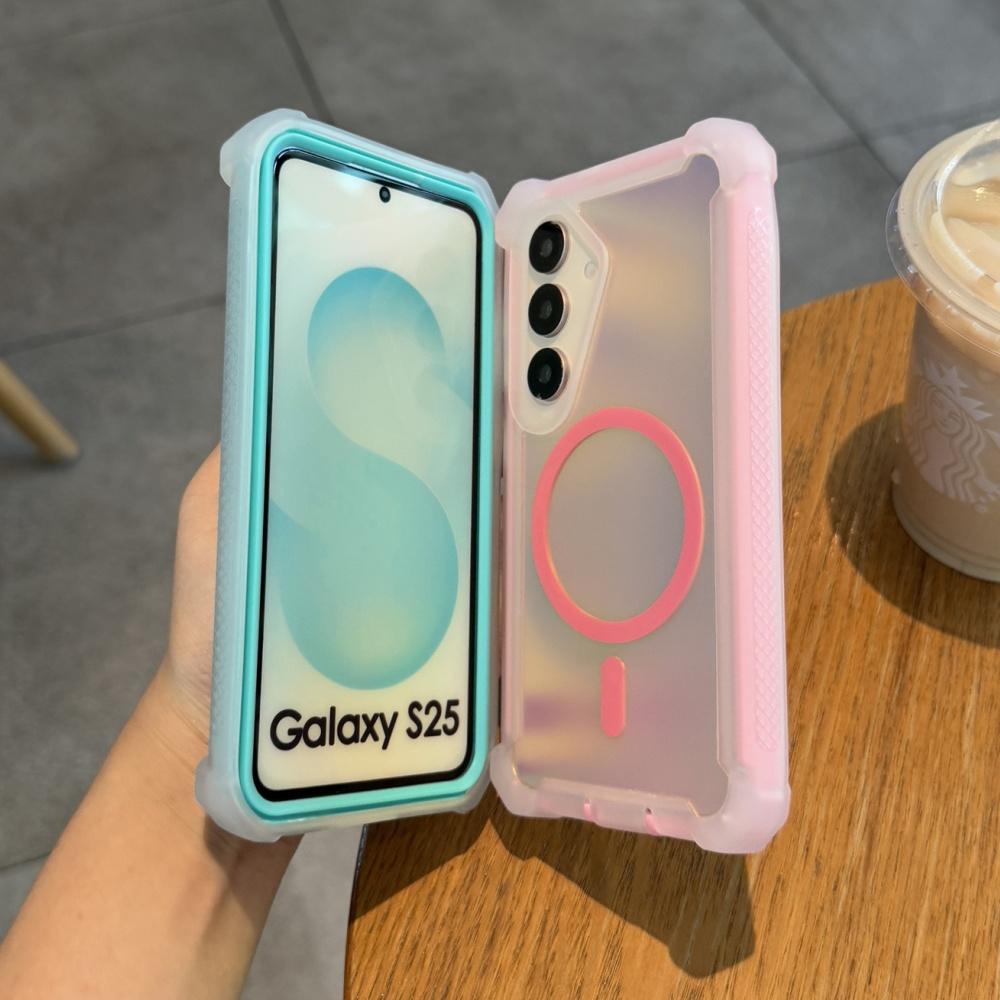 Прочный утолщенный противоударный магнитный лазерный чехол для Samsung S25 Ultra S24 S23 Plus, чехол-броня с поддержкой беспроводной зарядки