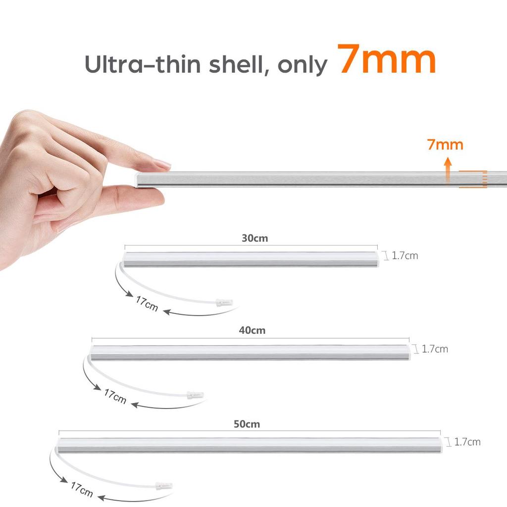 30/40/50 см USB 5 В светодиодный светильник для шкафа, проницаемый деревянный ручной датчик касания, регулируемый алюминиевый ночник для кухни, спальни