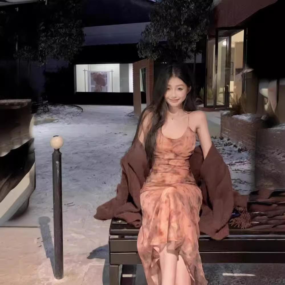 Новое летнее элегантное платье с высокой талией с принтом и принтом «рыбий хвост» на талии, новинка, во французском стиле