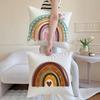 Rainbow Print Cushion Cover Antidustmite Pillowcase Invisible zipper silky short plush Sofa cushion cover
