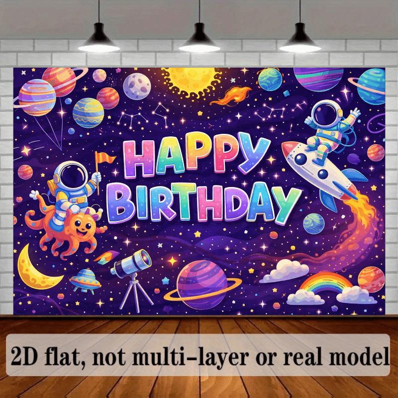 2D fun space themed background fabric, perfect for indoor birthday celebrations and studio photography