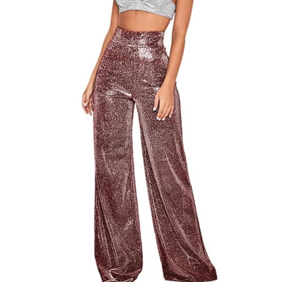 Женские широкие брюки с принтом горячего тиснения, глянцевые длинные брюки, клубы