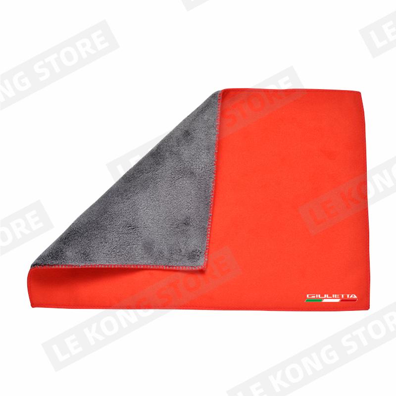 For Alfa Romeo Giulietta Stelvio Giulia Italian Flag Logo Cleaning Drying Cloth Car Wash Towel Soft Wash Double Layer Rags