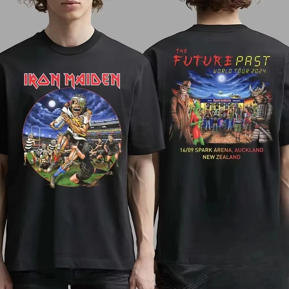 Iron Maiden The Future Past World Tour 2024 Eddie Двусторонний Графический Принт Хэви-метал Группа Уличная Одежда Футболка