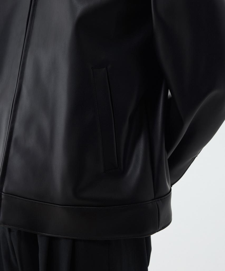 Musinsa Standard Synthetic Leather Oversized Single Jacket [Black]