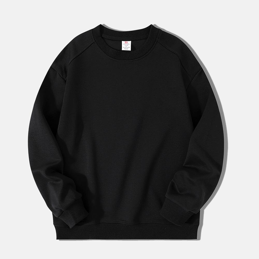 Men S Solid Color Crew Neck Long Sleeve Loose Fit Pullover Sweatshirt